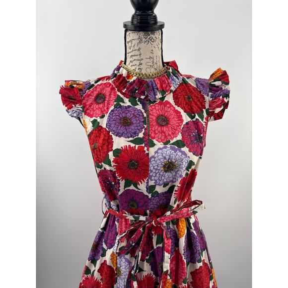 B51 La DoubleJ Short and Sassy Floral Midi Dress XS Romantic Cottage Garden - Picture 7 of 12